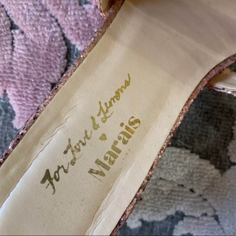 RARE!! 👠For Love And Lemons Pink Glitter Mules - Picture 4 of 6